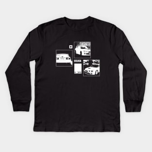 TOYOTA CELICA GT-FOUR Black 'N White Archive (Black Version) Kids Long Sleeve T-Shirt